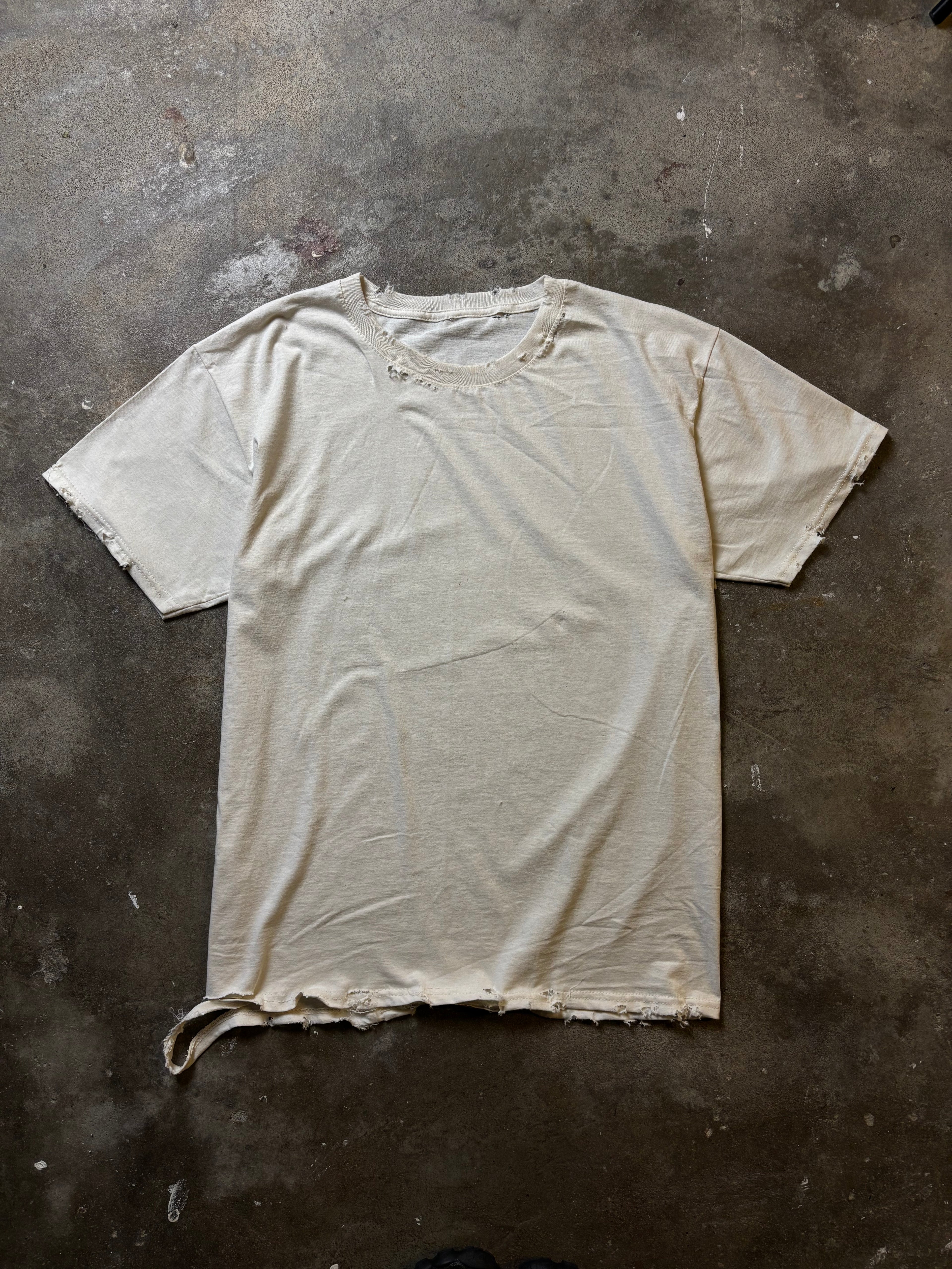 HAND DISTRESSED IVORY T-SHIRT