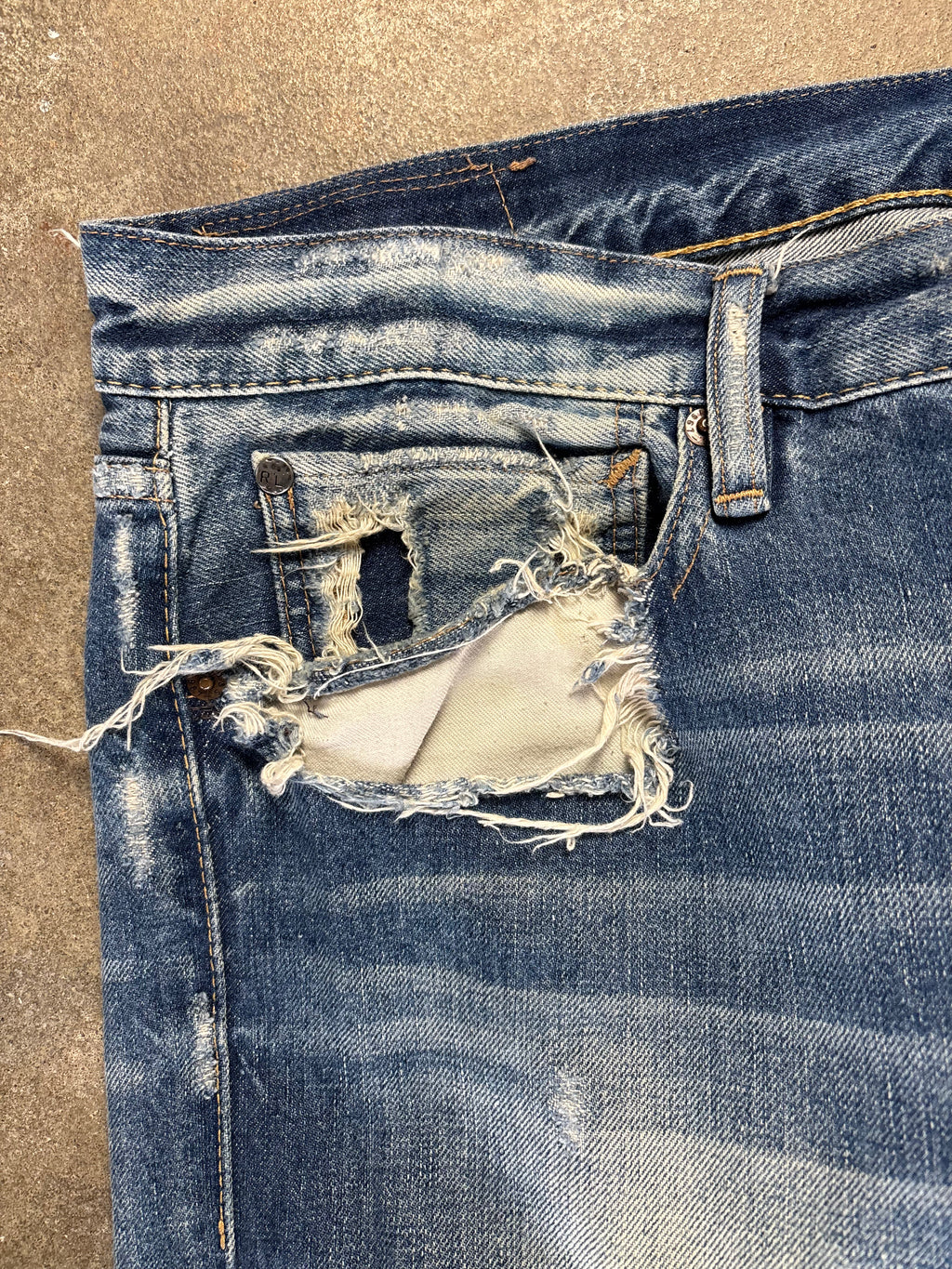 Vintage Ralph LaurenDenim & Supply Distressed and Repaired Jeans W 38 L 32