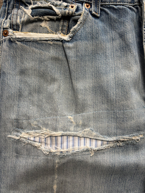 Vintage Distressed & Repaired Levis 501 W 34 L 34