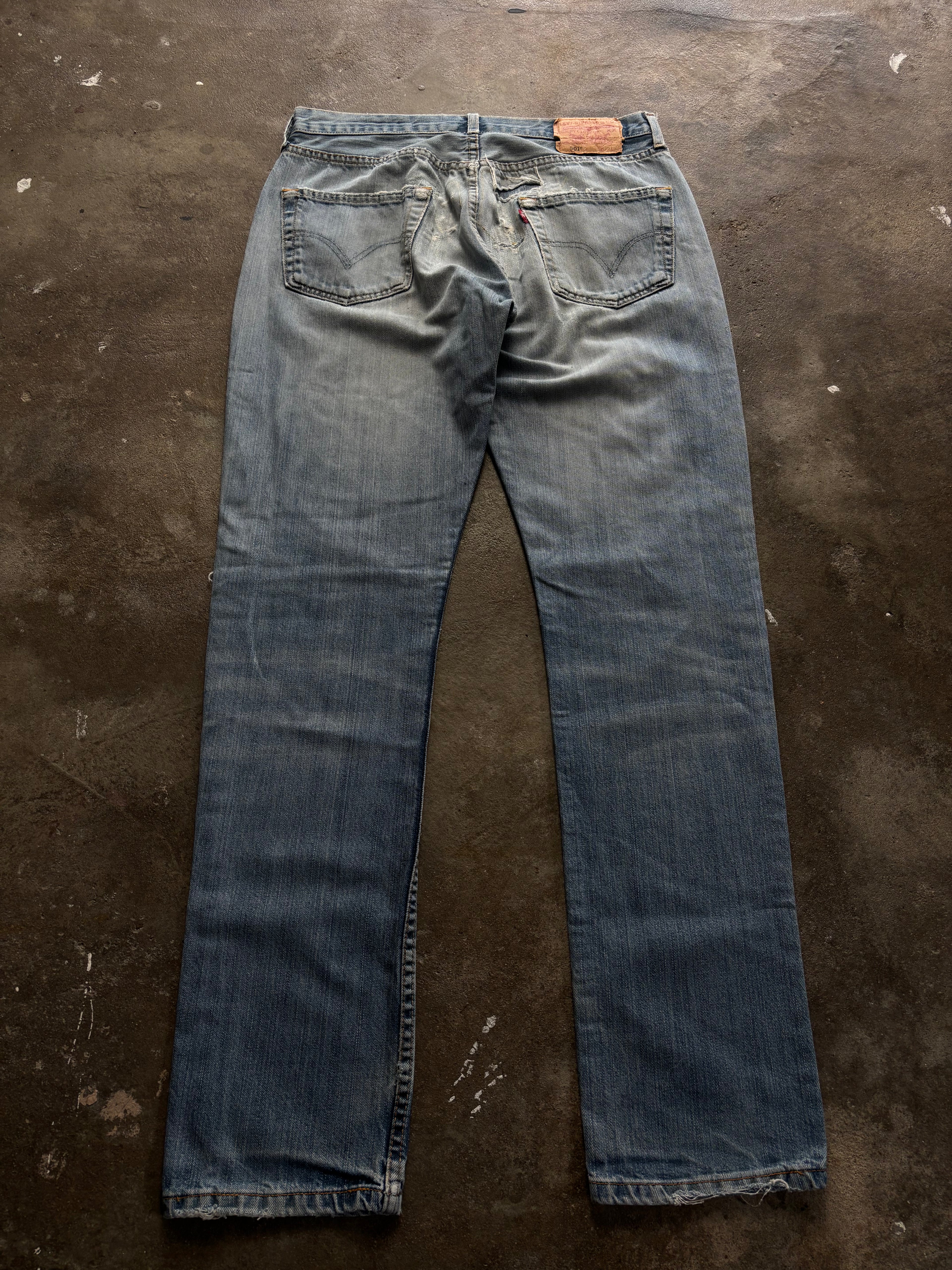 Vintage Distressed & Repaired Levis 501 W 34 L 34