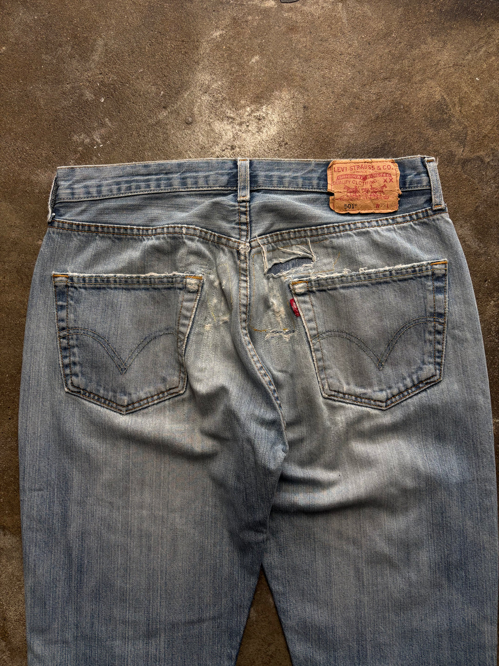 Vintage Distressed & Repaired Levis 501 W 34 L 34