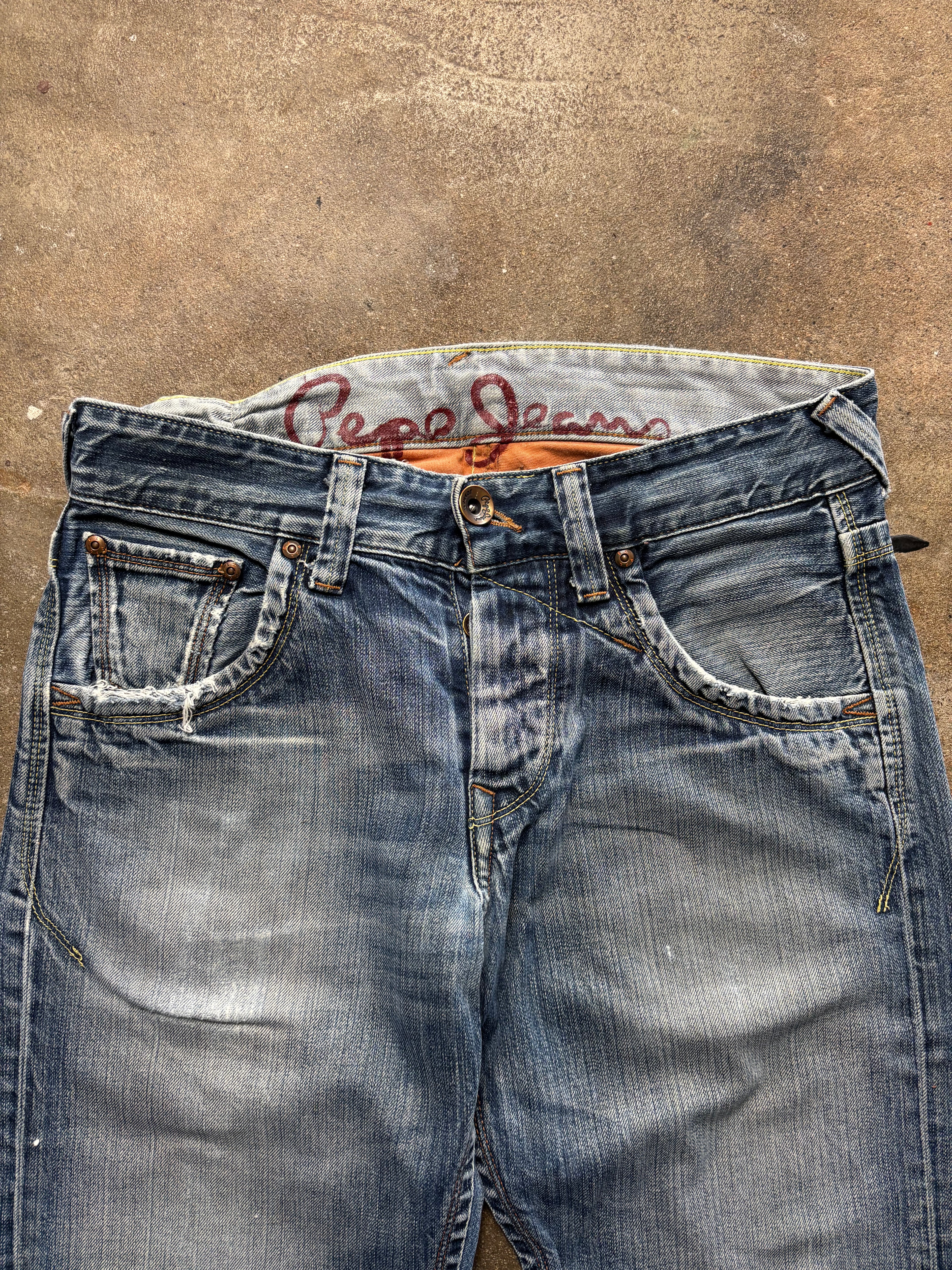 Vintage Distressed Pepe Jeans Back Pocket Stich W 30 L32