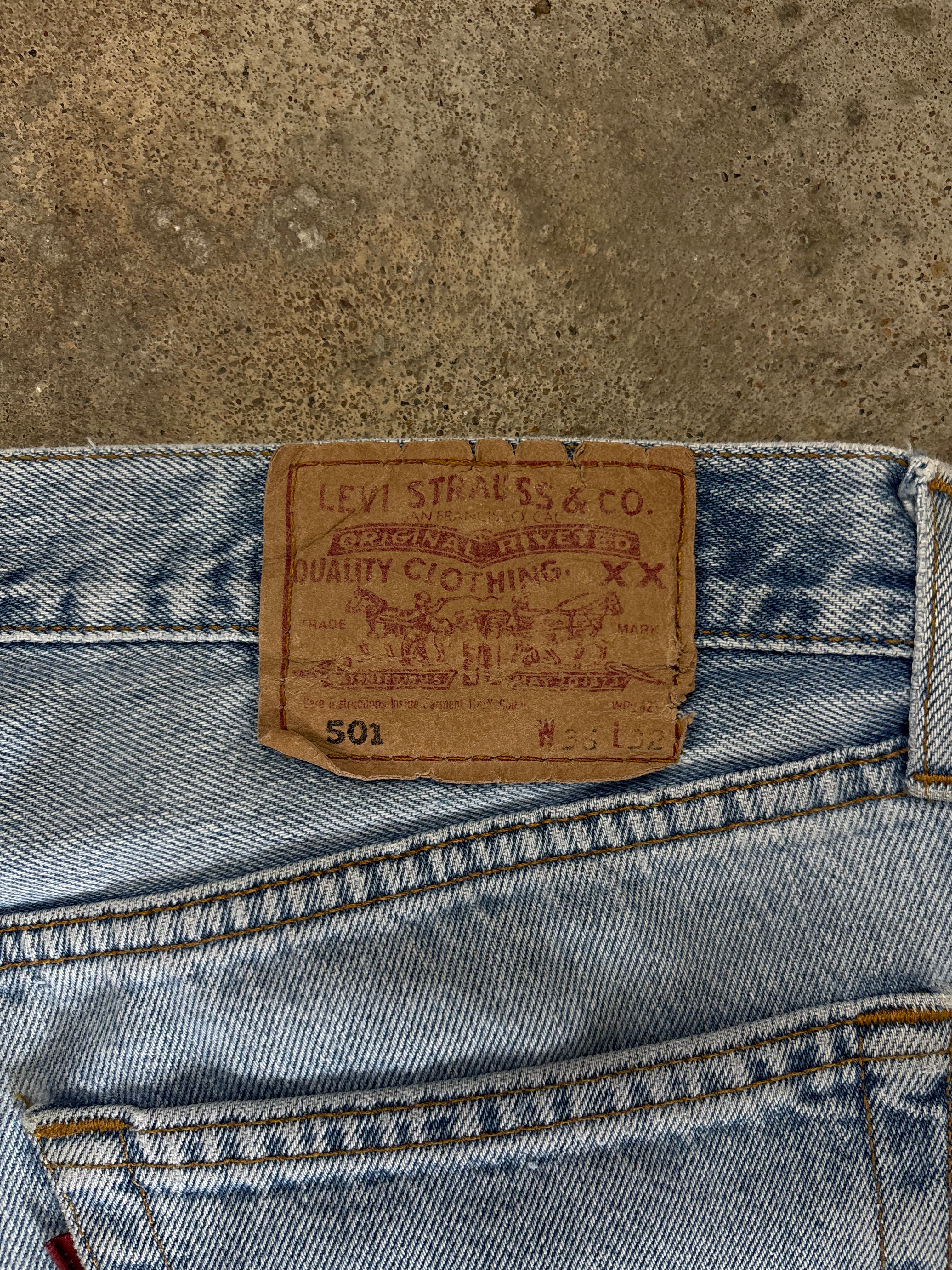 Vintage Distressed Levis 501 W 36 L 32