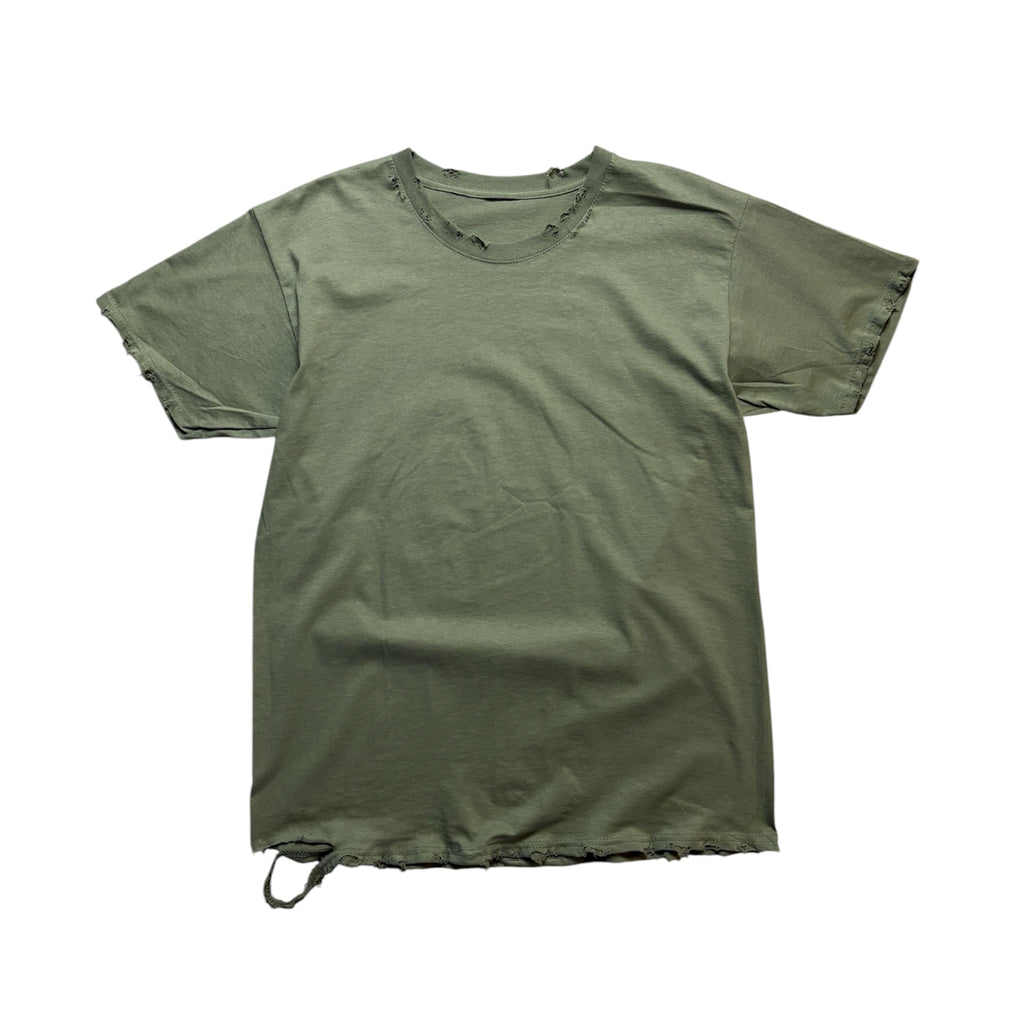 HAND DISTRESSED MILITARY GREEN T-SHIRT