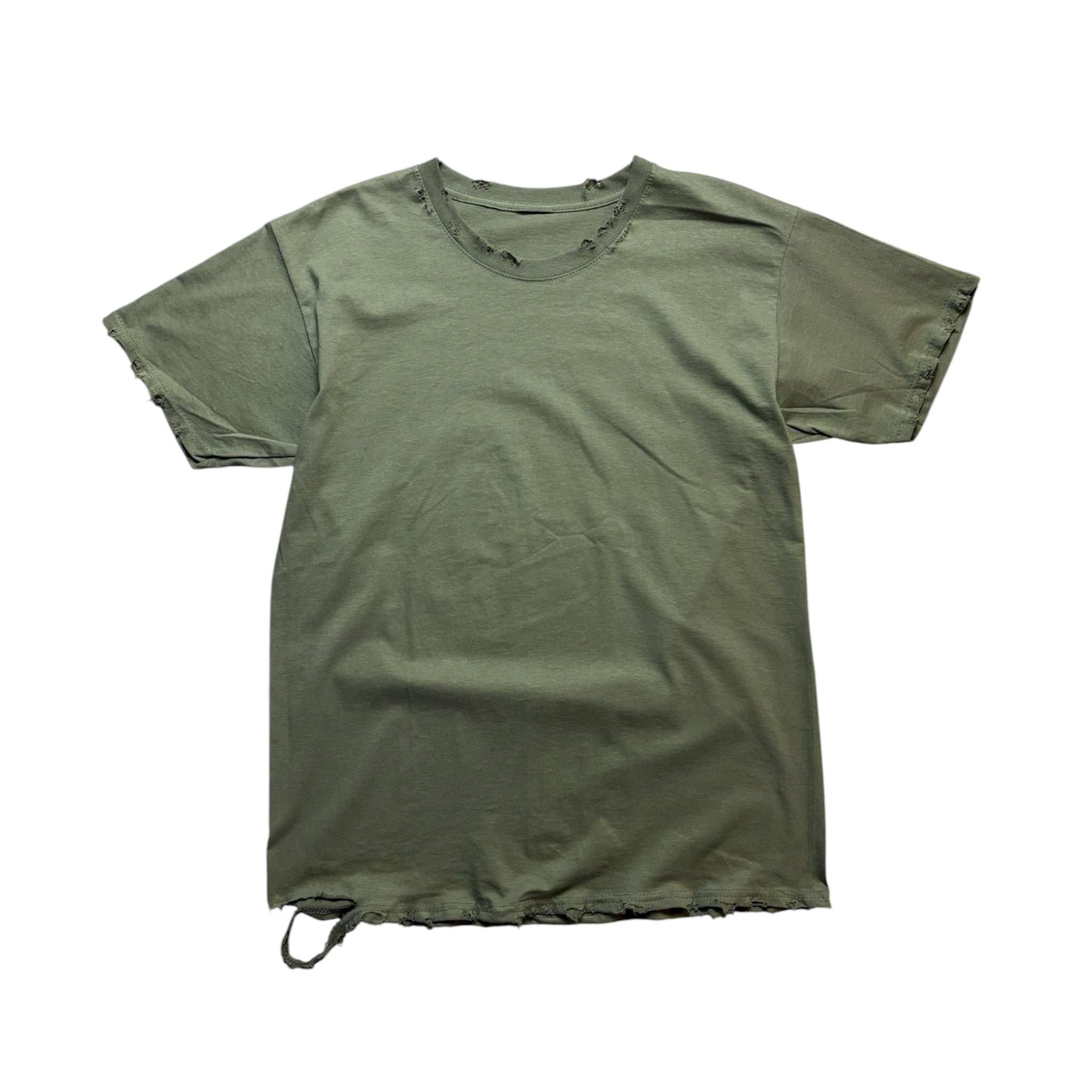 HAND DISTRESSED MILITARY GREEN T-SHIRT