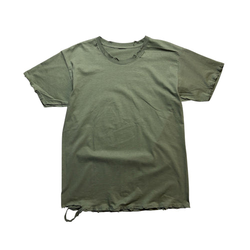 HAND DISTRESSED MILITARY GREEN T-SHIRT