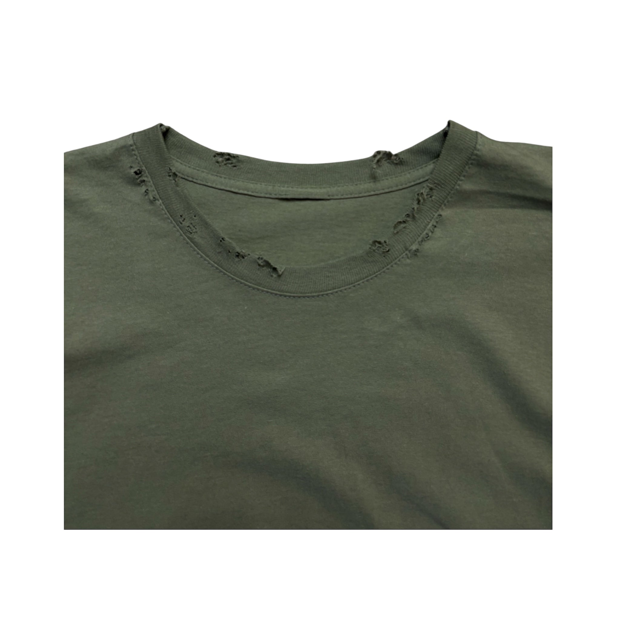 HAND DISTRESSED MILITARY GREEN T-SHIRT