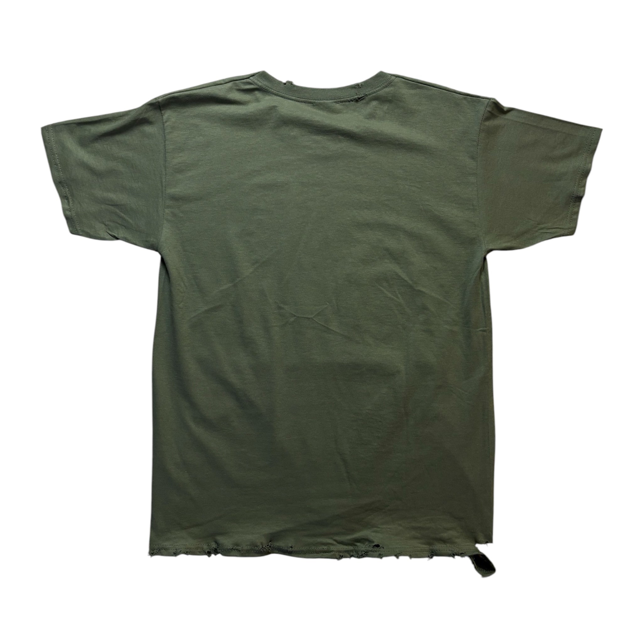 HAND DISTRESSED MILITARY GREEN T-SHIRT